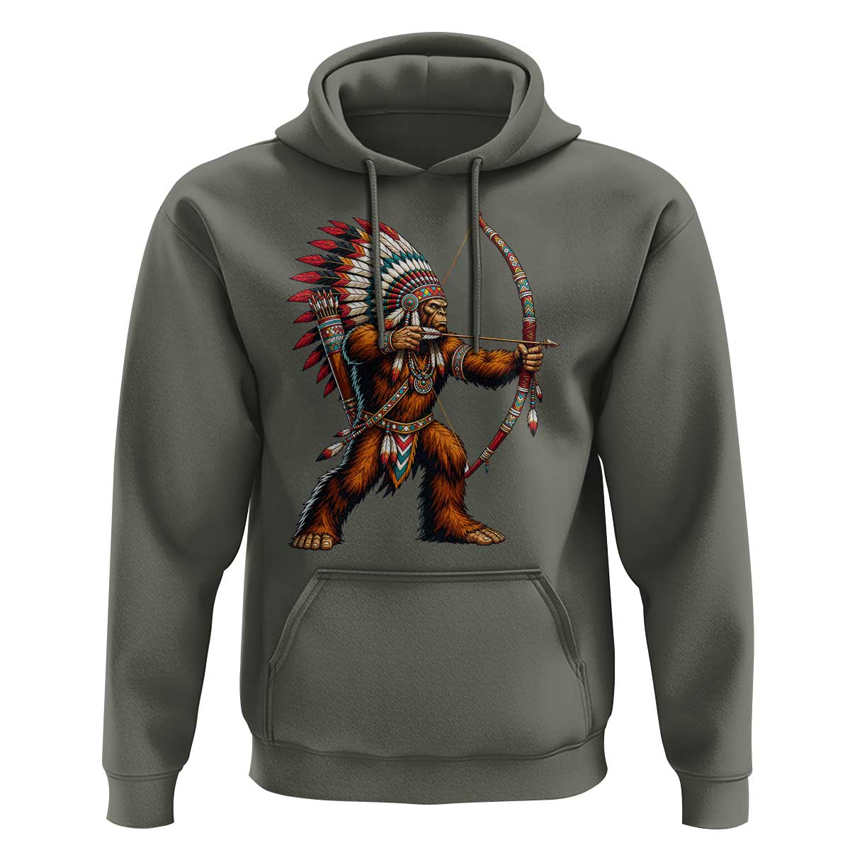 Native American Bigfoot Chief Hoodie Forest Warrior Pride Graphic