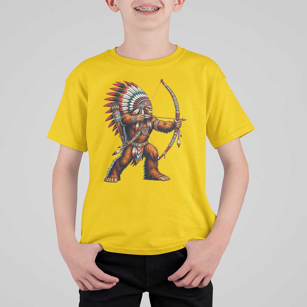 Native American Bigfoot Chief T Shirt For Kid Forest Warrior Pride Graphic