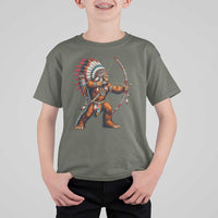 Native American Bigfoot Chief T Shirt For Kid Forest Warrior Pride Graphic