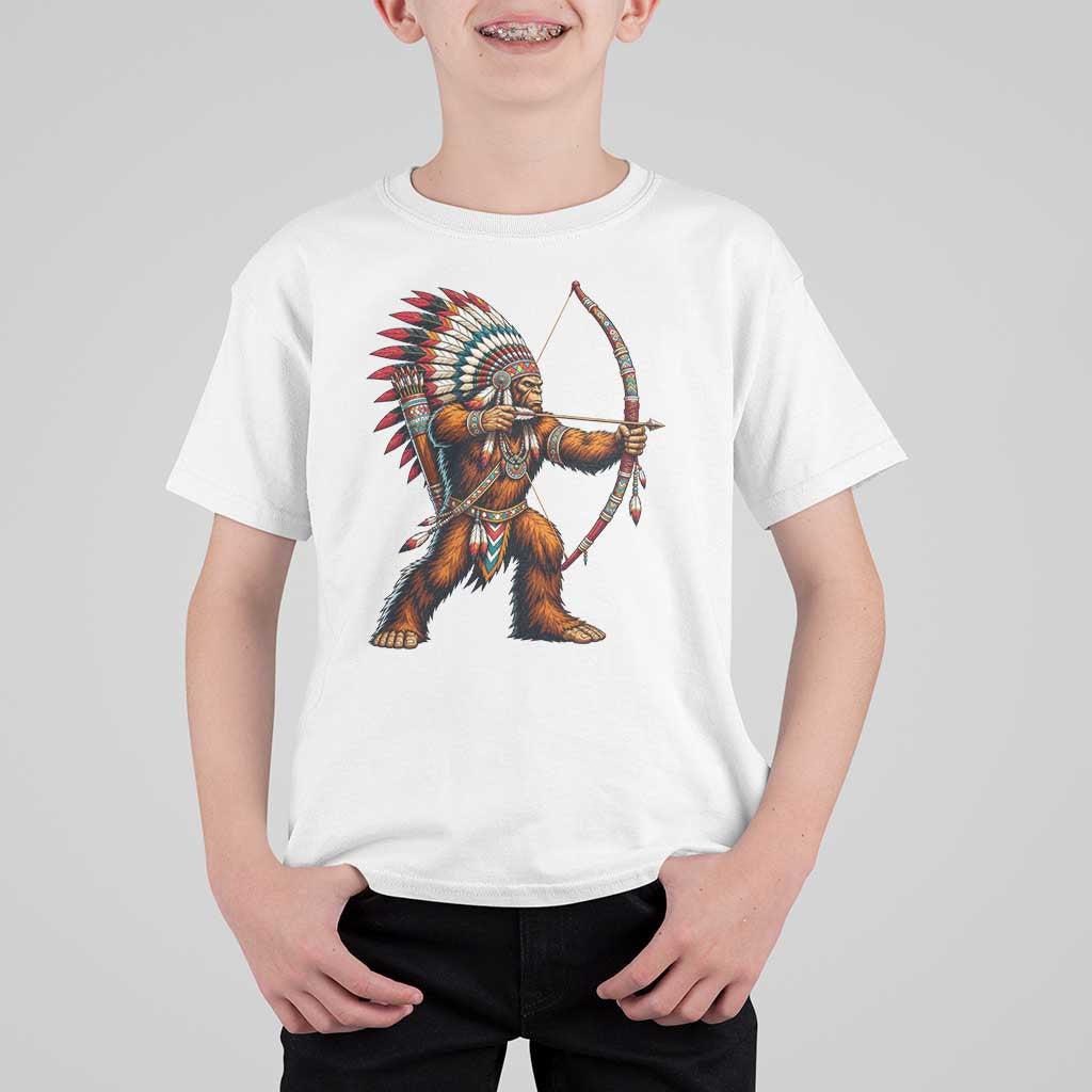 Native American Bigfoot Chief T Shirt For Kid Forest Warrior Pride Graphic