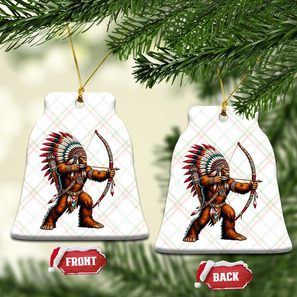 Native American Bigfoot Chief Ceramic Ornament Forest Warrior Pride Graphic