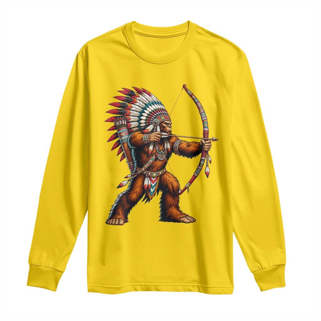 Native American Bigfoot Chief Long Sleeve Shirt Forest Warrior Pride Graphic