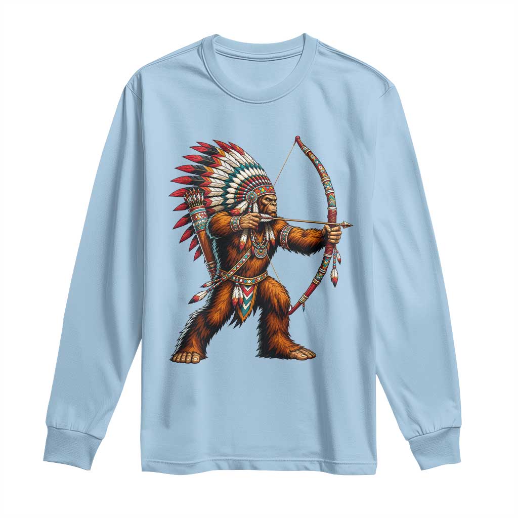 Native American Bigfoot Chief Long Sleeve Shirt Forest Warrior Pride Graphic