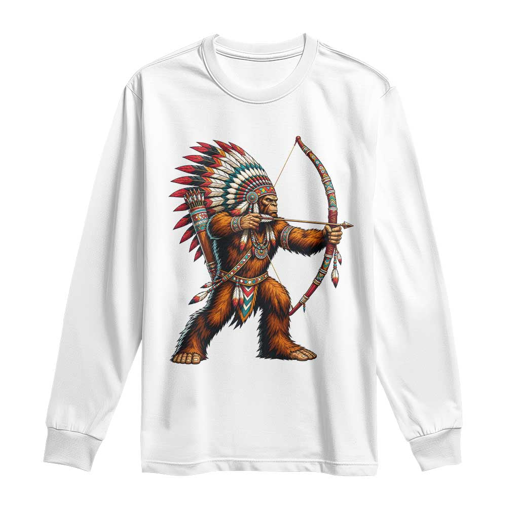 Native American Bigfoot Chief Long Sleeve Shirt Forest Warrior Pride Graphic