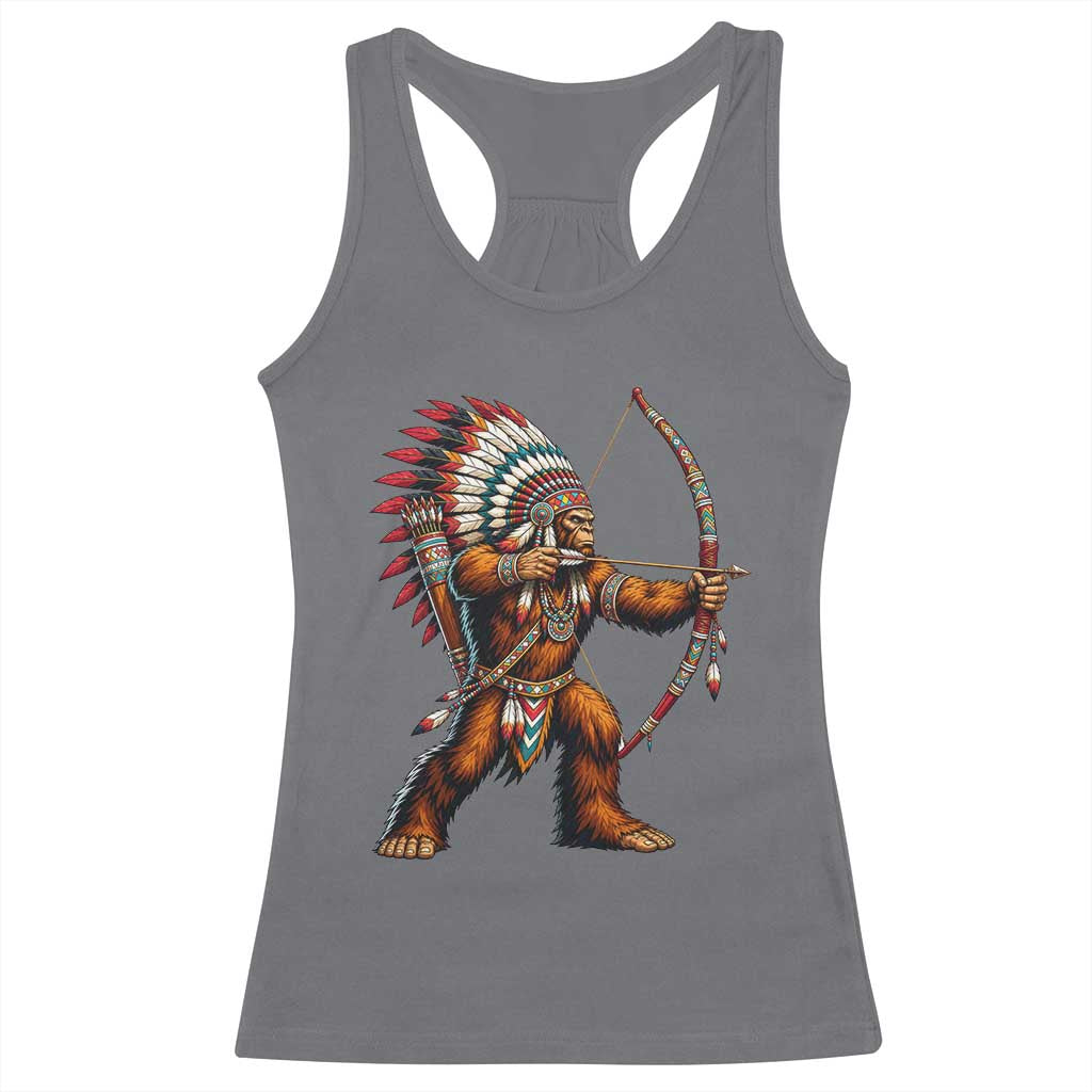 Native American Bigfoot Chief Racerback Tank Top Forest Warrior Pride Graphic