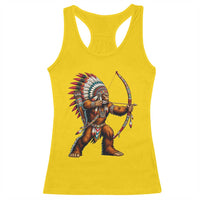 Native American Bigfoot Chief Racerback Tank Top Forest Warrior Pride Graphic