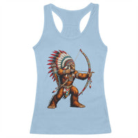 Native American Bigfoot Chief Racerback Tank Top Forest Warrior Pride Graphic