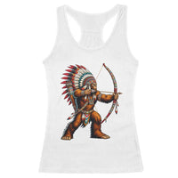 Native American Bigfoot Chief Racerback Tank Top Forest Warrior Pride Graphic