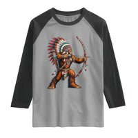 Native American Bigfoot Chief Raglan Shirt Forest Warrior Pride Graphic