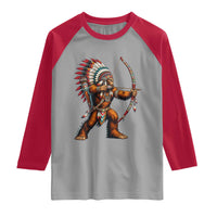 Native American Bigfoot Chief Raglan Shirt Forest Warrior Pride Graphic