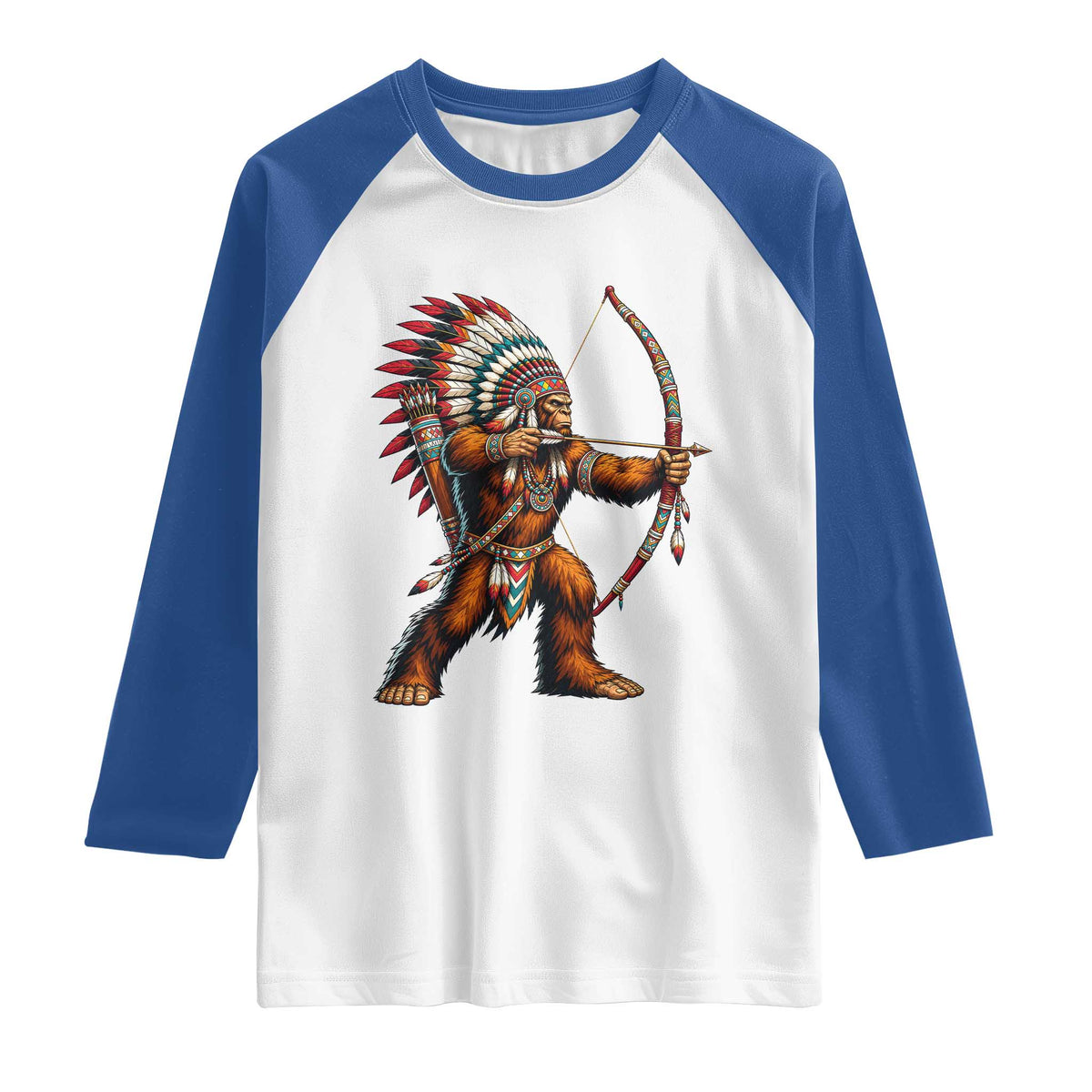 Native American Bigfoot Chief Raglan Shirt Forest Warrior Pride Graphic