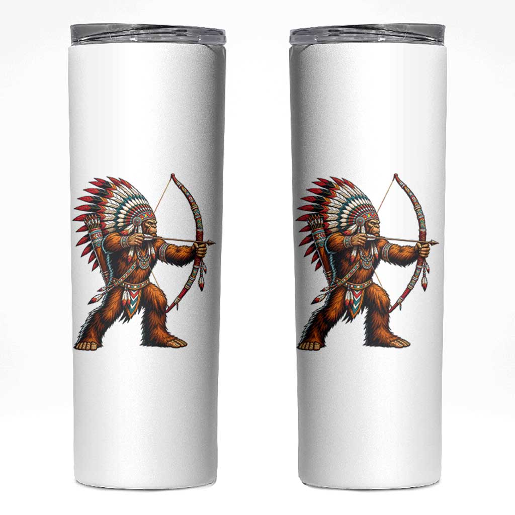 Native American Bigfoot Chief Skinny Tumbler Forest Warrior Pride Graphic