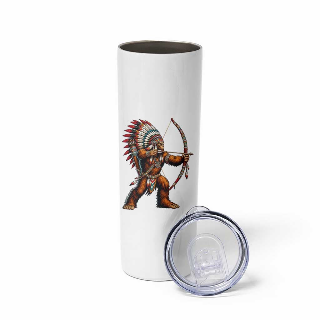Native American Bigfoot Chief Skinny Tumbler Forest Warrior Pride Graphic