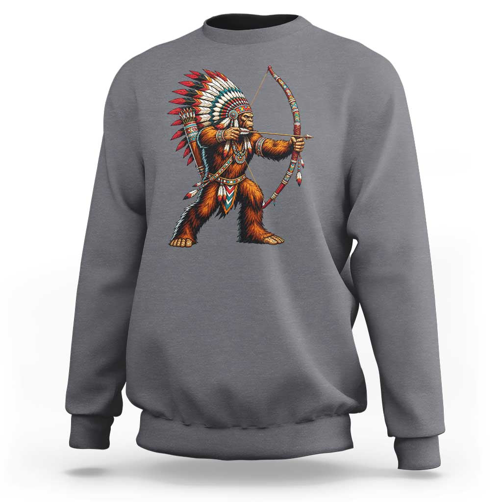 Native American Bigfoot Chief Sweatshirt Forest Warrior Pride Graphic