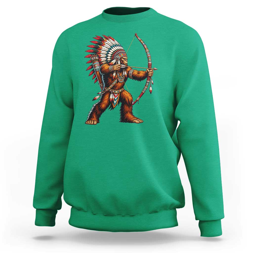 Native American Bigfoot Chief Sweatshirt Forest Warrior Pride Graphic