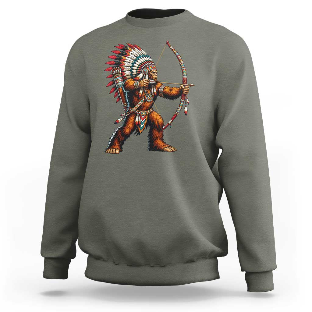 Native American Bigfoot Chief Sweatshirt Forest Warrior Pride Graphic