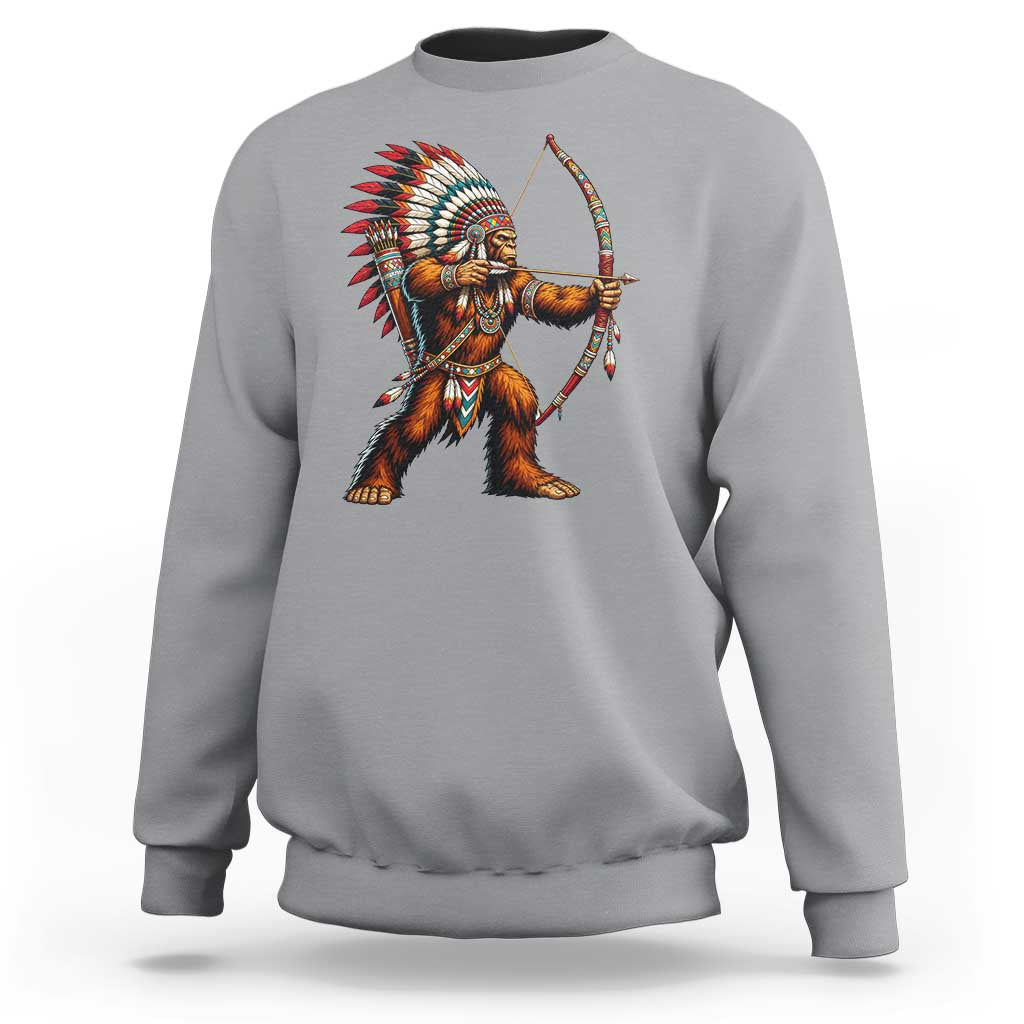 Native American Bigfoot Chief Sweatshirt Forest Warrior Pride Graphic