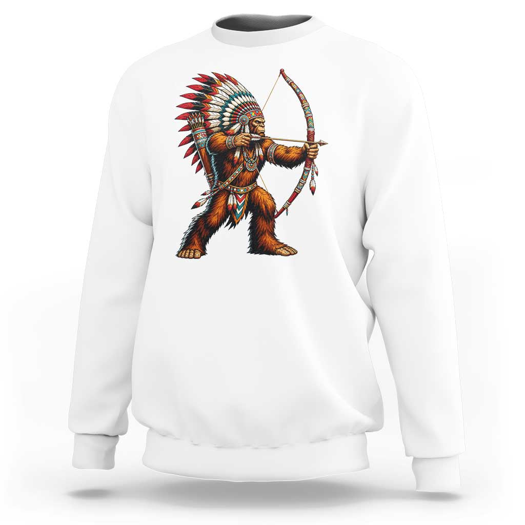 Native American Bigfoot Chief Sweatshirt Forest Warrior Pride Graphic