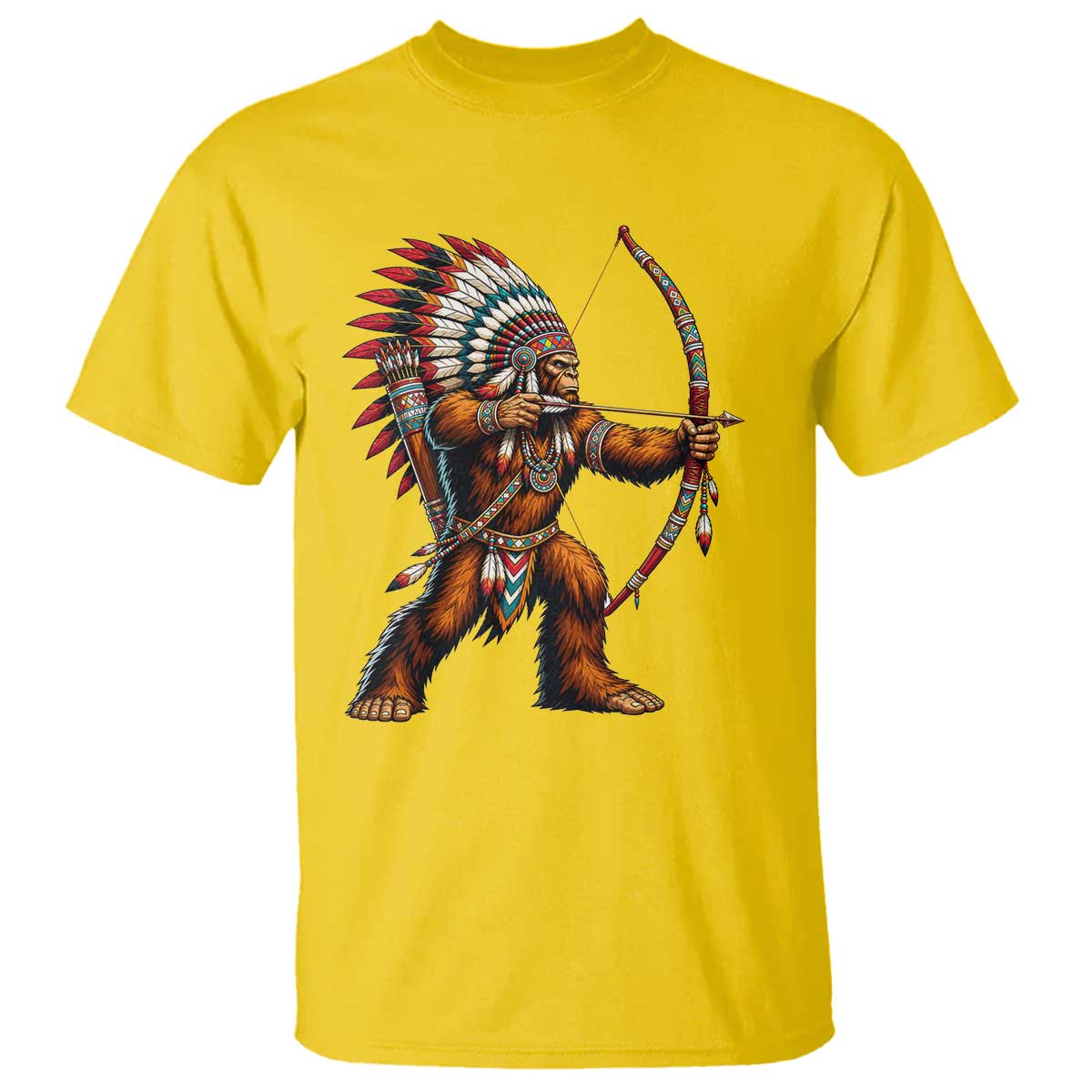 Native American Bigfoot Chief T Shirt Forest Warrior Pride Graphic