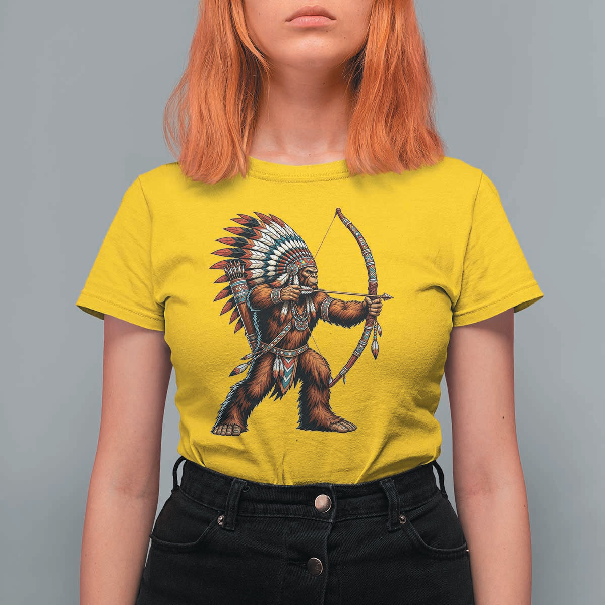 Native American Bigfoot Chief T Shirt For Women Forest Warrior Pride Graphic