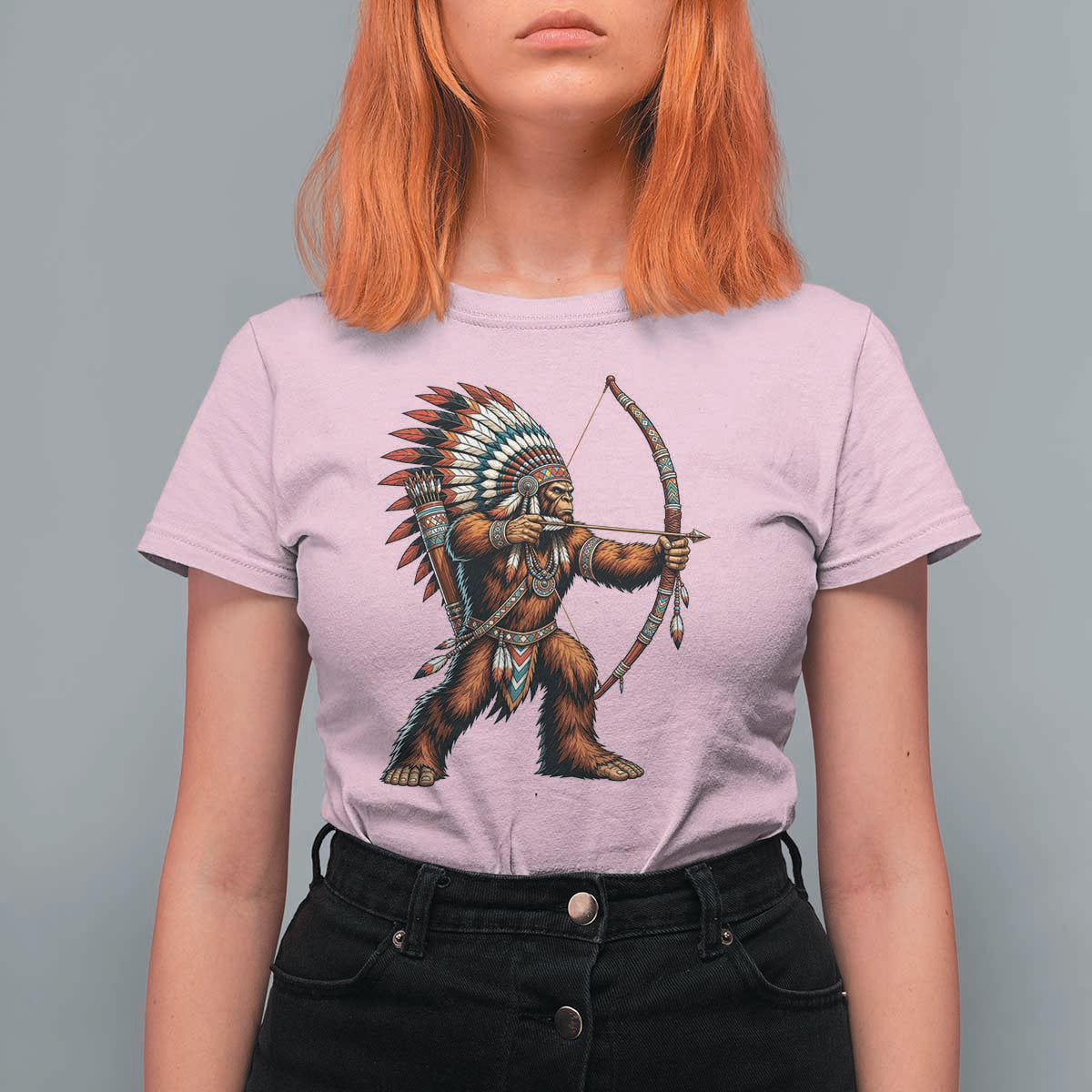 Native American Bigfoot Chief T Shirt For Women Forest Warrior Pride Graphic