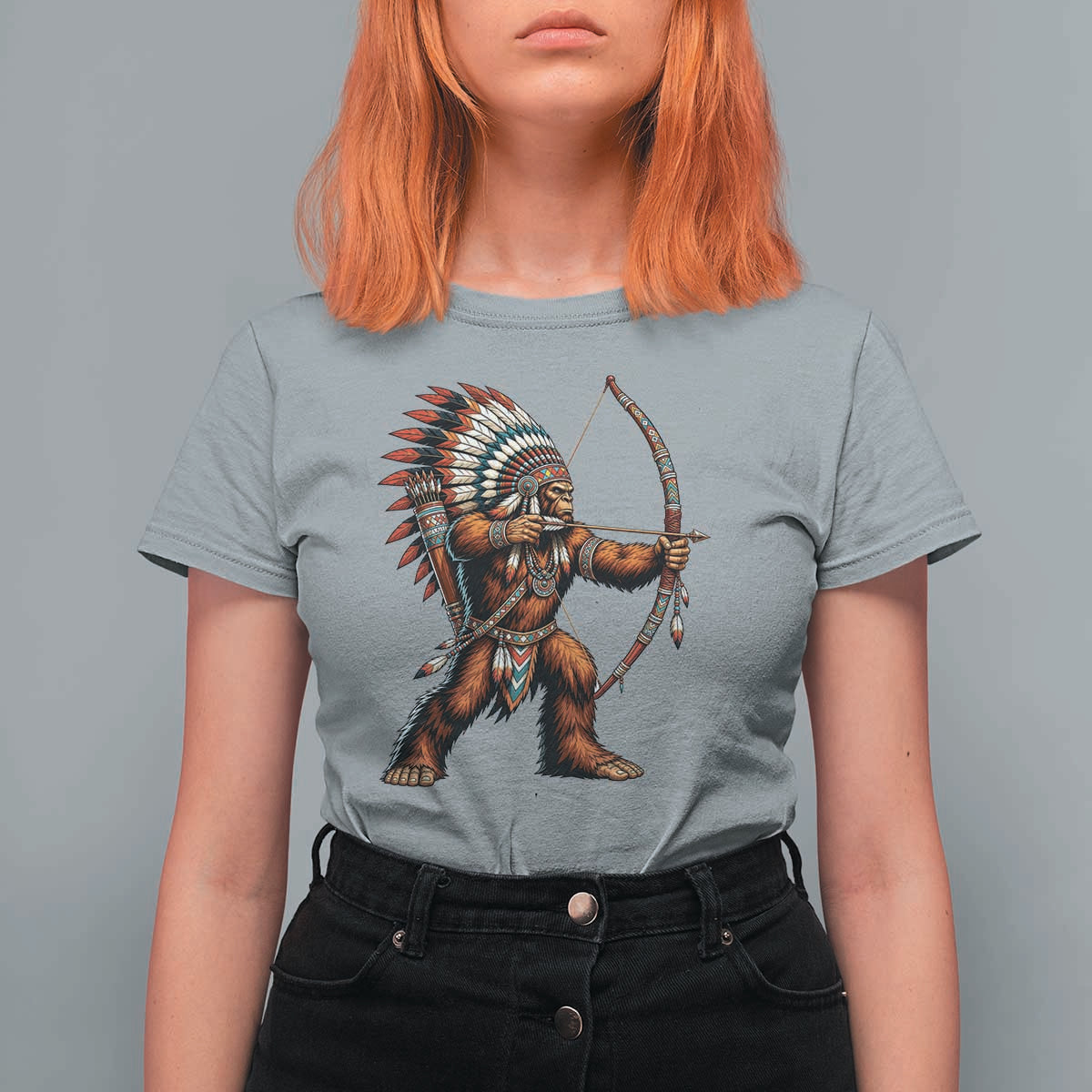 Native American Bigfoot Chief T Shirt For Women Forest Warrior Pride Graphic