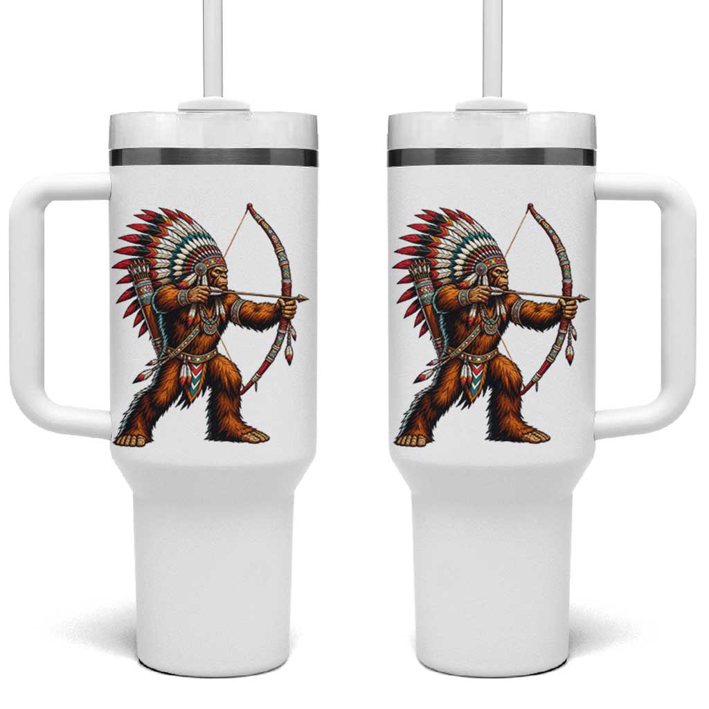 Native American Bigfoot Chief Tumbler With Handle Forest Warrior Pride Graphic