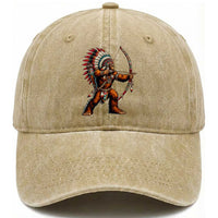 Native American Bigfoot Chief Washed Cotton Baseball Cap Forest Warrior Pride Graphic
