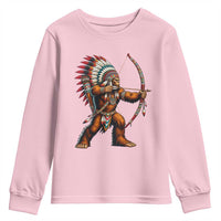 Native American Bigfoot Chief Youth Sweatshirt Forest Warrior Pride Graphic
