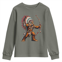 Native American Bigfoot Chief Youth Sweatshirt Forest Warrior Pride Graphic
