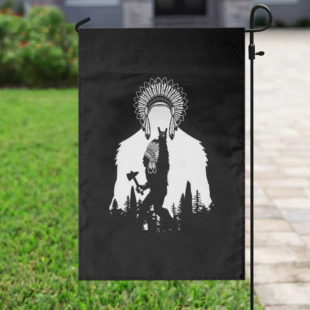 Bigfoot Native American Chief Garden Flag Hunting Spear Warrior Graphic