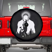 Bigfoot Native American Chief Spare Tire Cover Hunting Spear Warrior Graphic