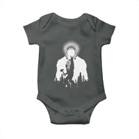 Bigfoot Native American Chief Baby Onesie Hunting Spear Warrior Graphic
