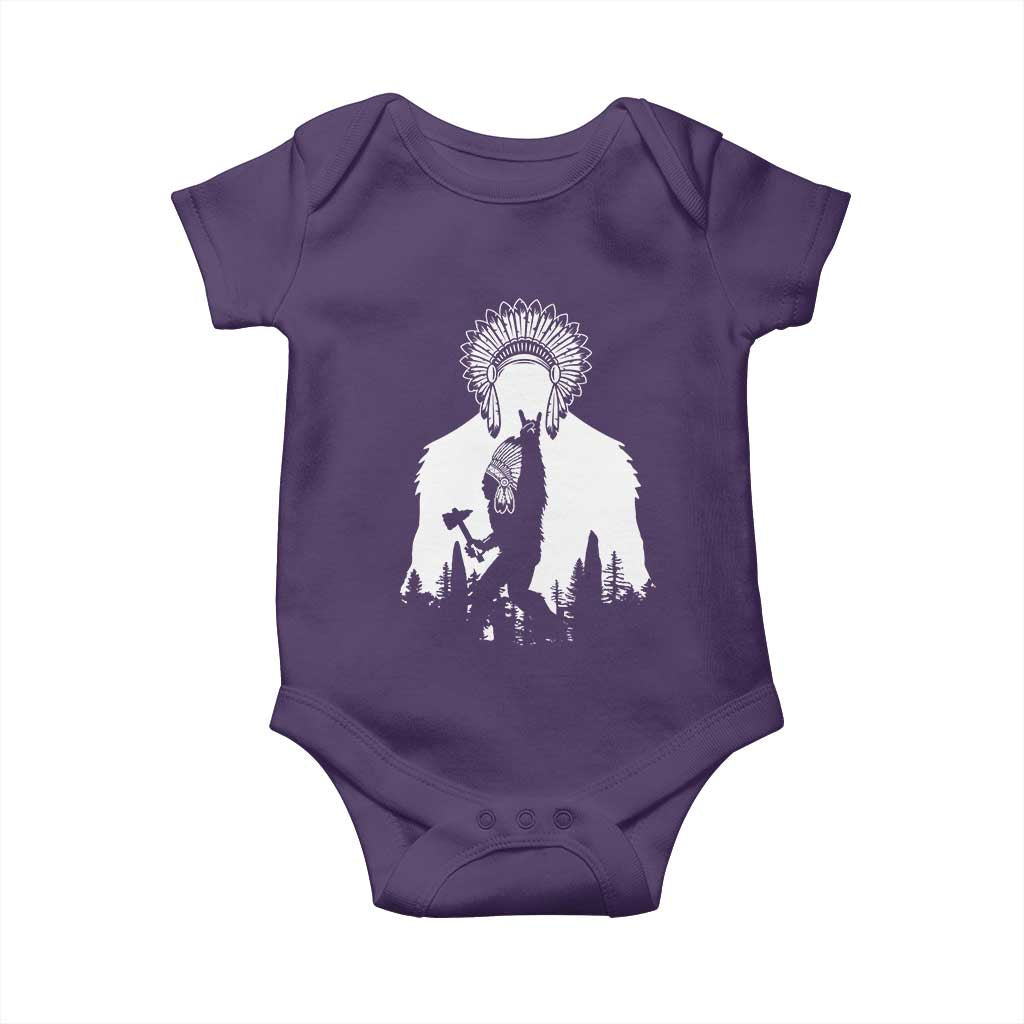 Bigfoot Native American Chief Baby Onesie Hunting Spear Warrior Graphic