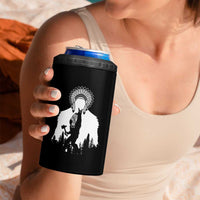 Bigfoot Native American Chief 4 in 1 Can Cooler Tumbler Hunting Spear Warrior Graphic