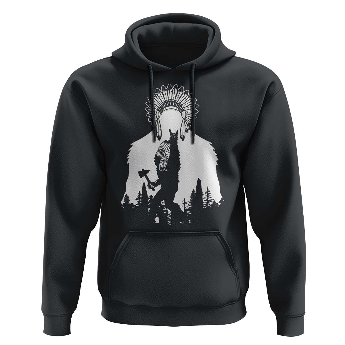 Bigfoot Native American Chief Hoodie Hunting Spear Warrior Graphic