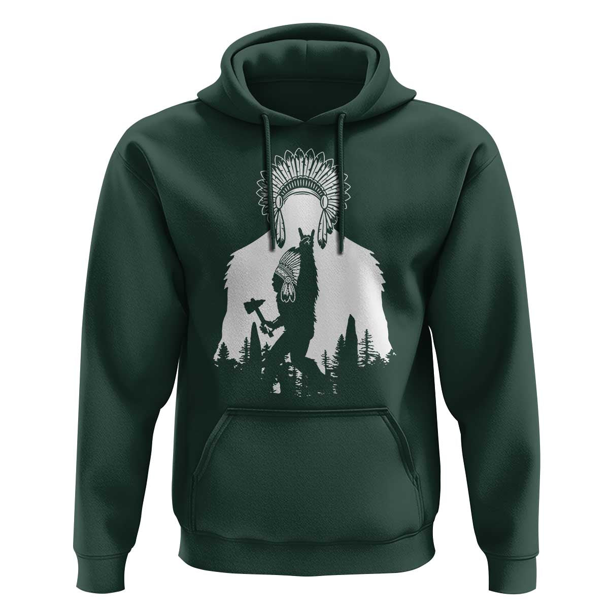 Bigfoot Native American Chief Hoodie Hunting Spear Warrior Graphic