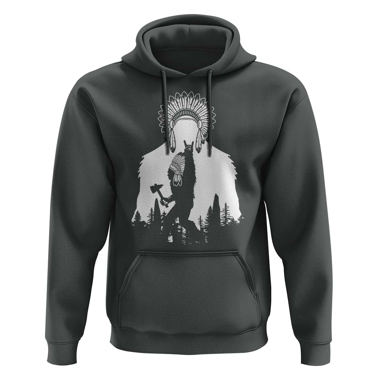Bigfoot Native American Chief Hoodie Hunting Spear Warrior Graphic