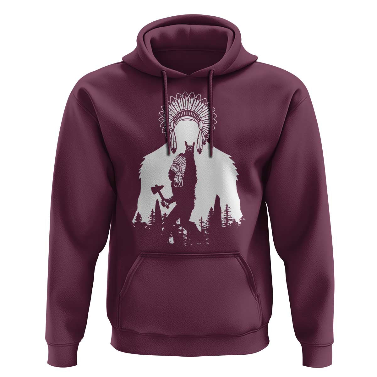 Bigfoot Native American Chief Hoodie Hunting Spear Warrior Graphic