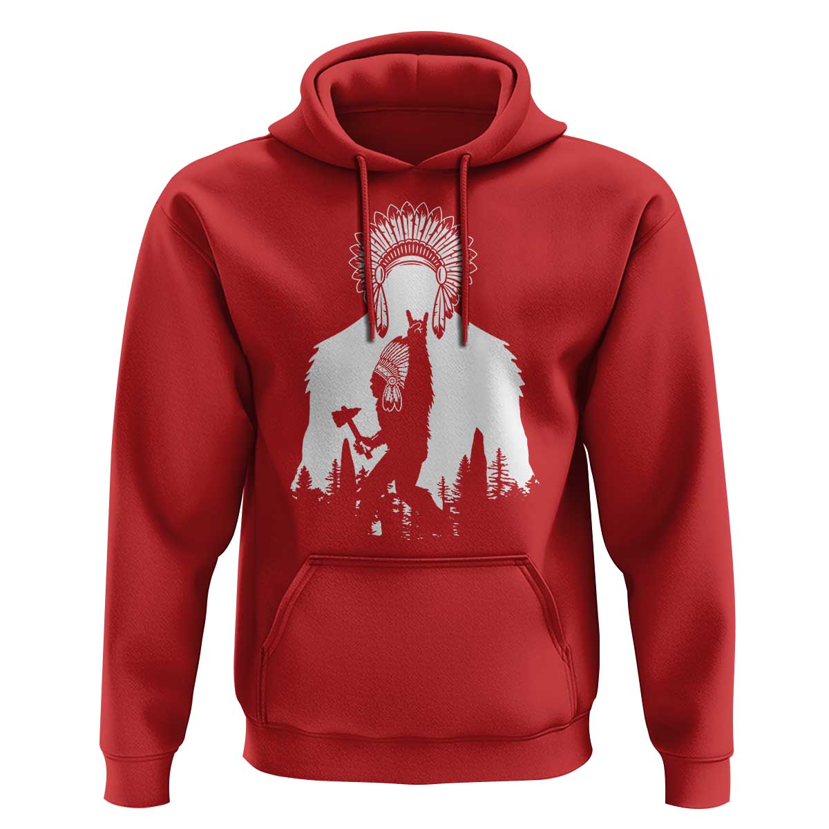 Bigfoot Native American Chief Hoodie Hunting Spear Warrior Graphic