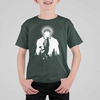 Bigfoot Native American Chief T Shirt For Kid Hunting Spear Warrior Graphic