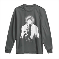 Bigfoot Native American Chief Long Sleeve Shirt Hunting Spear Warrior Graphic