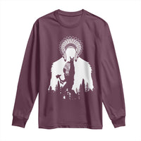 Bigfoot Native American Chief Long Sleeve Shirt Hunting Spear Warrior Graphic