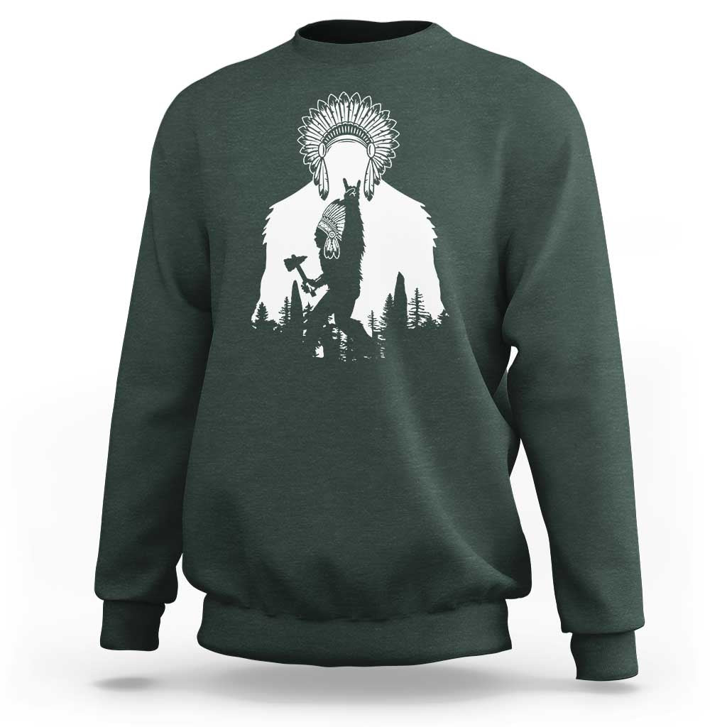 Bigfoot Native American Chief Sweatshirt Hunting Spear Warrior Graphic