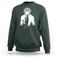 Bigfoot Native American Chief Sweatshirt Hunting Spear Warrior Graphic