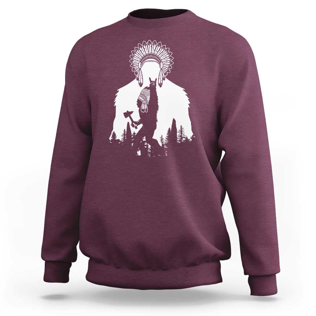 Bigfoot Native American Chief Sweatshirt Hunting Spear Warrior Graphic