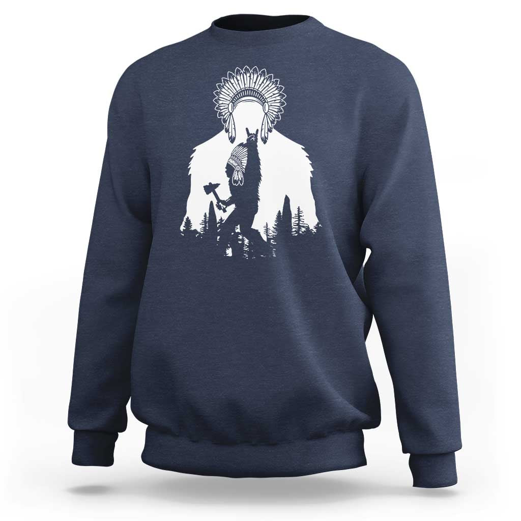 Bigfoot Native American Chief Sweatshirt Hunting Spear Warrior Graphic