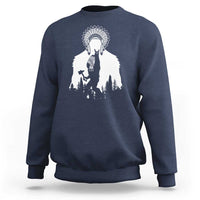 Bigfoot Native American Chief Sweatshirt Hunting Spear Warrior Graphic