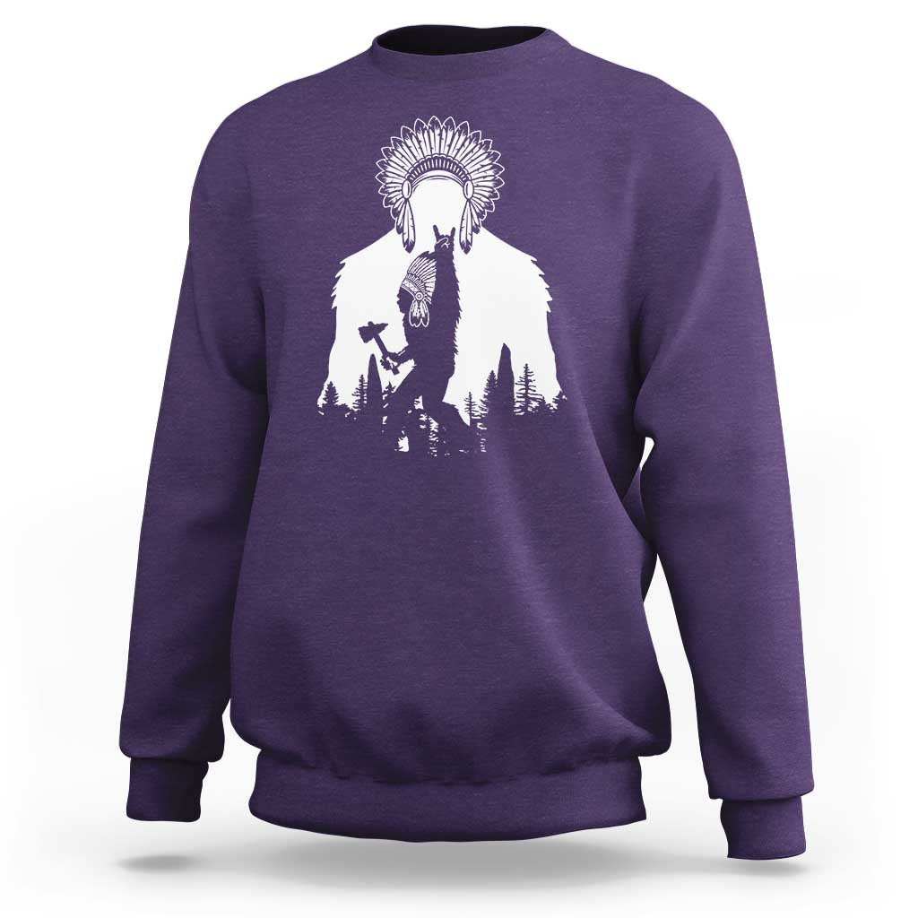 Bigfoot Native American Chief Sweatshirt Hunting Spear Warrior Graphic