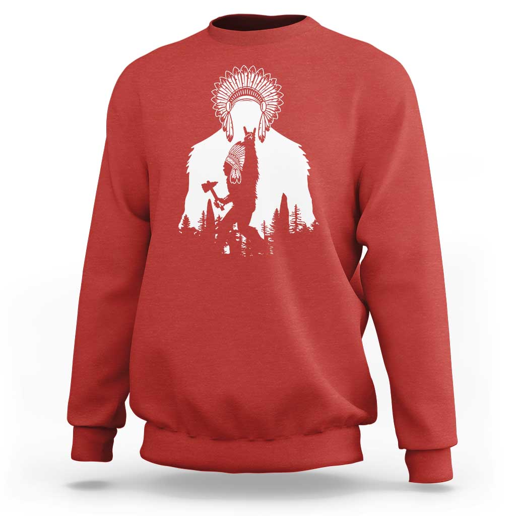 Bigfoot Native American Chief Sweatshirt Hunting Spear Warrior Graphic